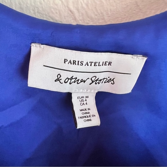 & Other Stories leopard print midi slip dress in blue, size 4 - Picture 9 of 11